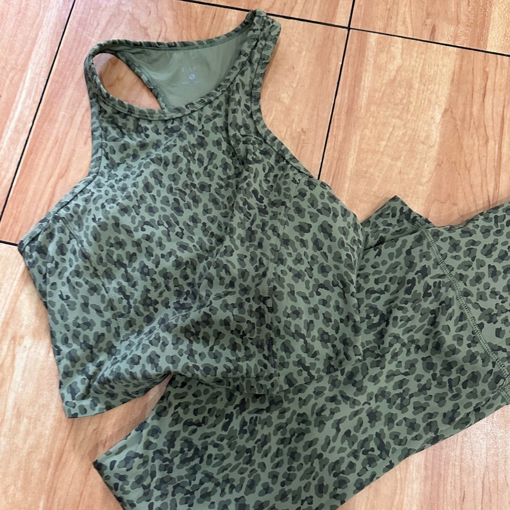 Chic Olive Leopard Print Leggings and matching tank - Tavi